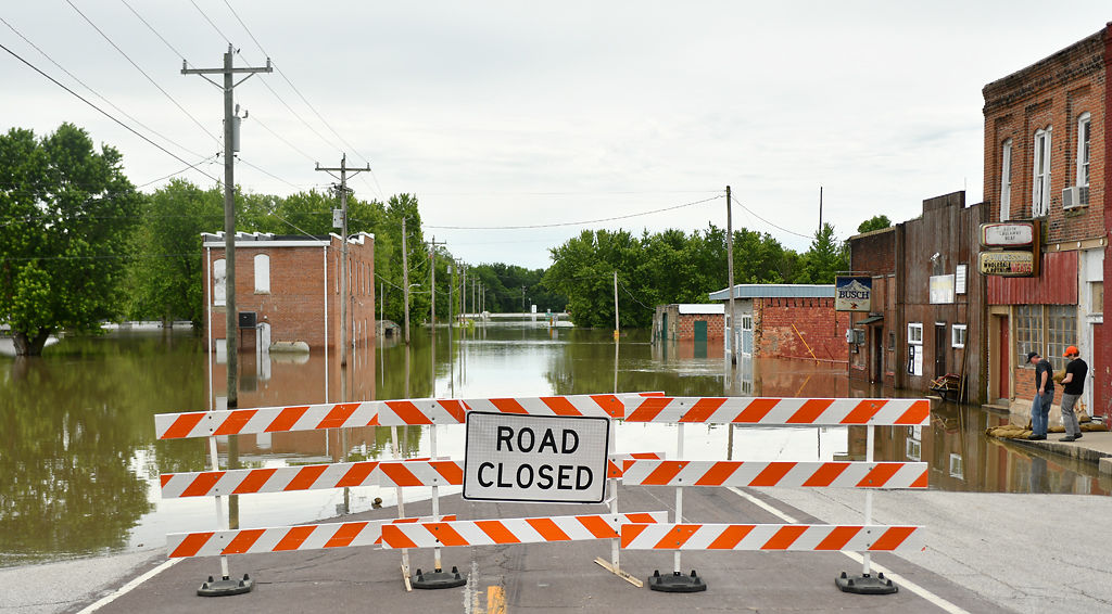 The end of Fulton Avenue sits underwater